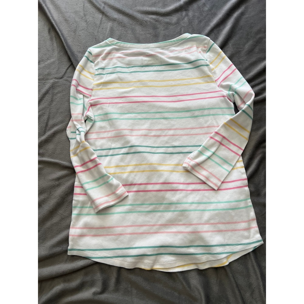 Charter Club Womens Supima Cotton Striped Boat Neck Top White Multi Size M - Picture 7 of 8